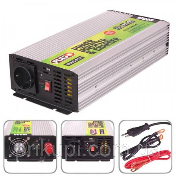 Перетворювач напруги/зарядний вуст-во PULSO IMBC-810/12V-220V/800W/10A/мод.хвиля/клемами (IMBC-810 2в1)