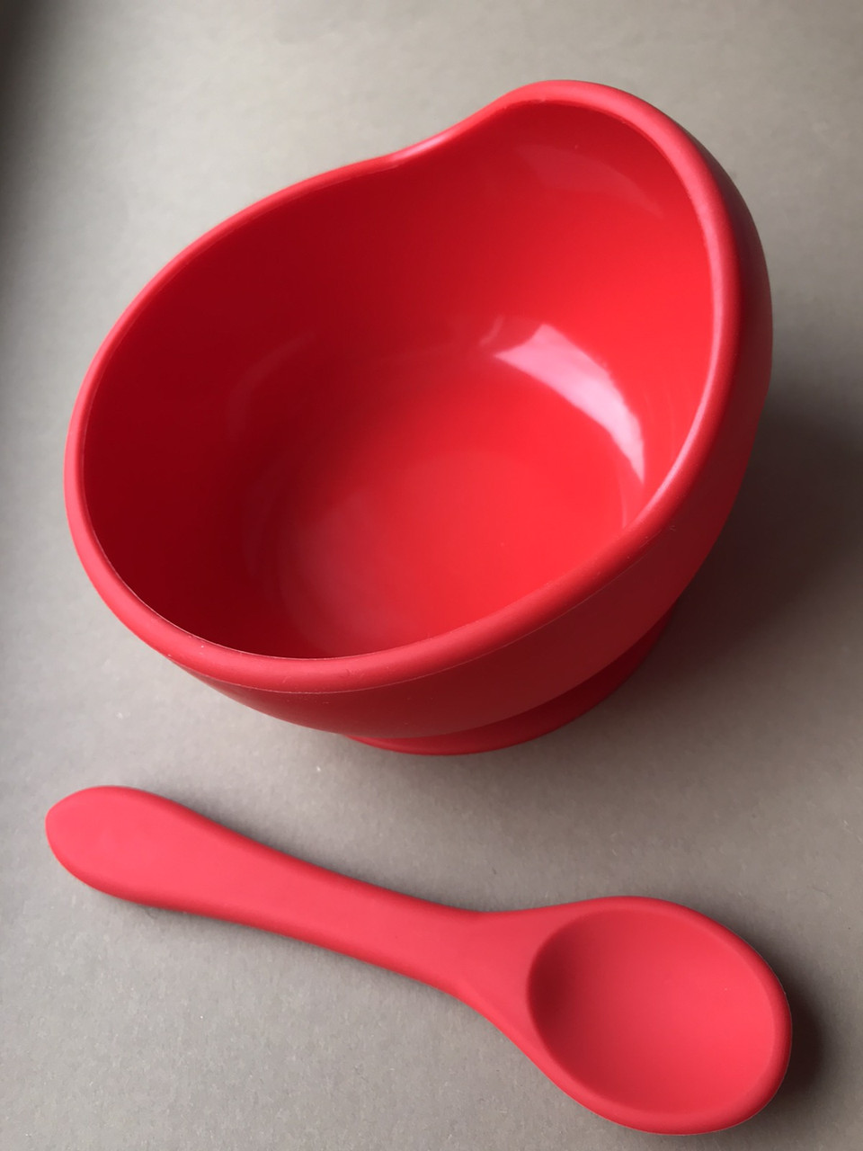 Глубокая круглая силиконова тарелка на присоске с ложкой (ID#1638462360 ...