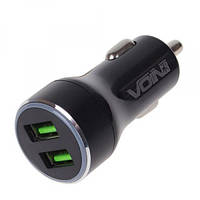 Автомобільний зарядний пристрій у прикурювач VOIN 36 W, 2 USB QC 3.0, 12/24 V (3.6-6.5 V/3 A, 6.5-9V/2A,
