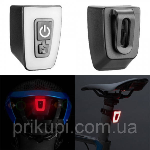 Задній велоліхтар габаритний T11-15LED, ЗП micro USB, вбудований акумулятор, вологозахист IPx5