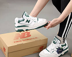 Кросівки жіночі New Balance 550 Білі із зеленим р.36-40