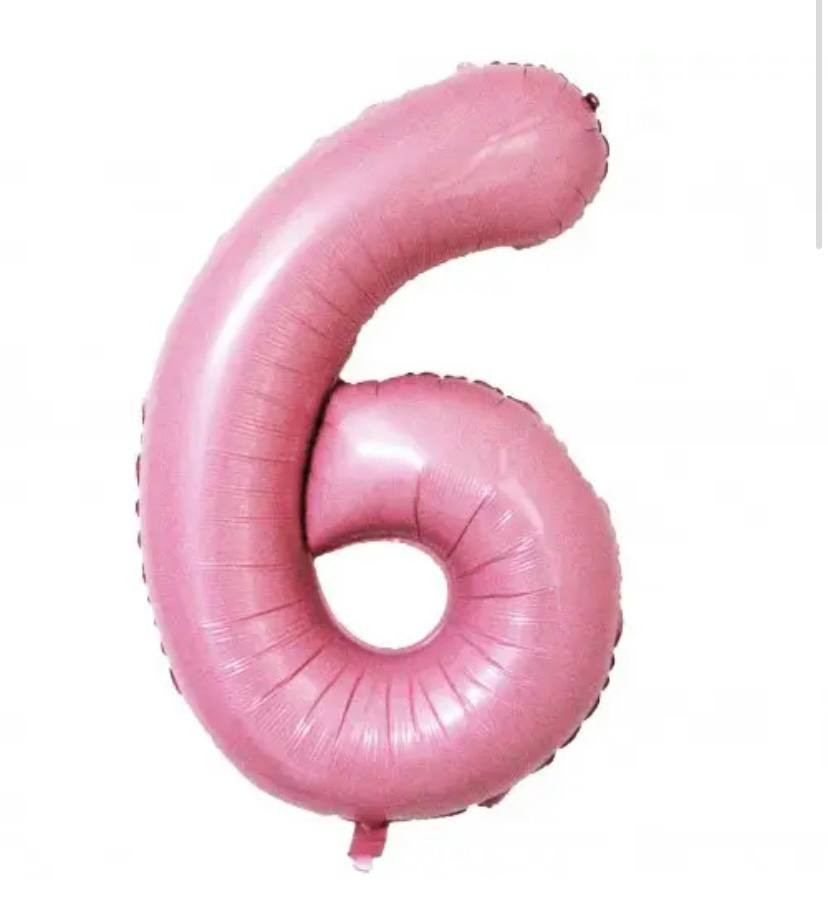 Фольгована цифра Slim STAR рожевий "6" 30" (76см) в упаковці, фото 1
