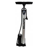 Насос ручний, помпа ручна з манометром 38 мм х 480 мм сталевий циліндр пластикова основа, шланг 65 см, БЕЛАВТО