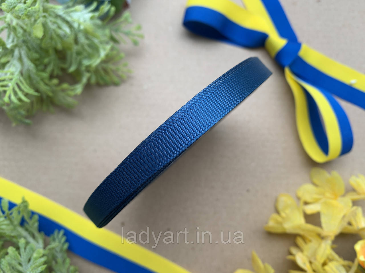 Репсова стрічка 0.9 см, 25 ярд/рулон, темно-синього кольору рулоном