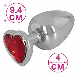 Анальна пробка метал велика діаметр 4 см прикраса кристал у формі серця Diamond Anal Plug