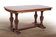 Розкладний великий прямокутний кухонний обідній стіл з масиву 160*90 см у класичному стилі з МДФ стільницею для вітальні Палермо