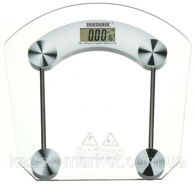 Цифрові підлогові ваги Matarix MX-451B до 180 кг електронні скляні для зважування, фото 1