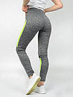 Лосіни жіночі демісезонні для фітнесу ЛАСТІВКА 44-48 р.А 407-2 меланжеві з салатовими вставками 30035515, фото 3