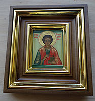 Кіот для ікони-мініатюри фігурний з вільхи з дерев'яною рамкою і золоченими штапиками., фото 4