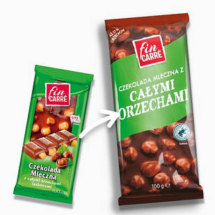 Шоколад молочний Nut Fin Carre з цільним лісовим горіхом Німеччина 100 г (опт10 шт)