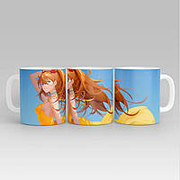 Білий кухоль (чашка) з принтом "Аска - євангеліон - evangelion" Push IT