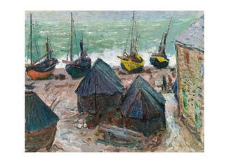 Открытка Claude Monet - Boats on the Beach at Etretat, 1885