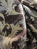 Легкая шторная ткань жаккард цвета темный шоколад с люрексовой ниткой, ширина 1.5 м на метраж (D26-12)