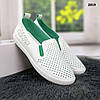 Мокасини жіночі білі з зеленим перфоровані LQD, фото 7