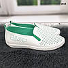Мокасини жіночі білі з зеленим перфоровані LQD, фото 6