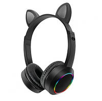 Беспроводные Наушники Bluetooth с кошачьими ушками TUCCI K24 LED Black (Черный)
