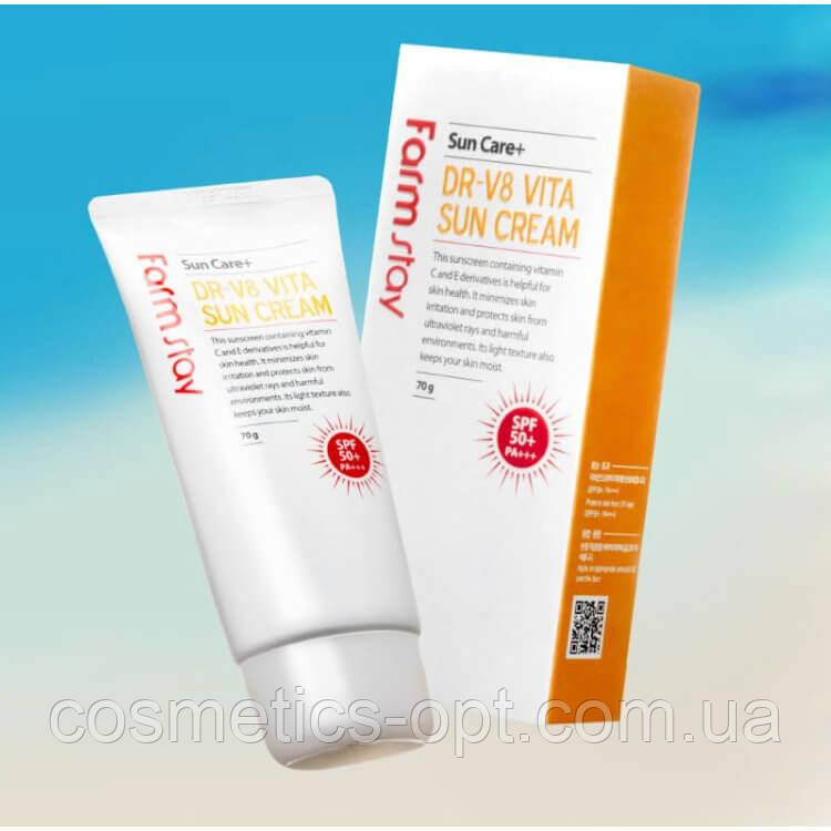 Вітаминизований сонцезахисний крем FarmStay DR-V8 Vita Sun Cream SPF50+/PA+++, 70 g
