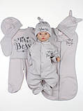 Комплект одягу для новонародженої дівчинки 7 предметів + європелюшка Mini Boss розмір 56 см Lari Сірий, фото 2