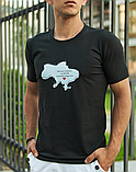 Патріотична футболка чорна з принтом для хлопців з українською символікою, фото 3
