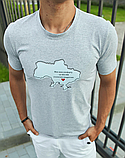 Сіра футболка з принтом для хлопців з українською символікою для повсякденного носіння, фото 4
