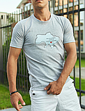 Сіра футболка з принтом для хлопців з українською символікою для повсякденного носіння, фото 3
