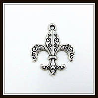 Метал. підвіска "Геральдична лілія з візерунком" срібло (2,5*2,1 см) 12 шт. в уп.