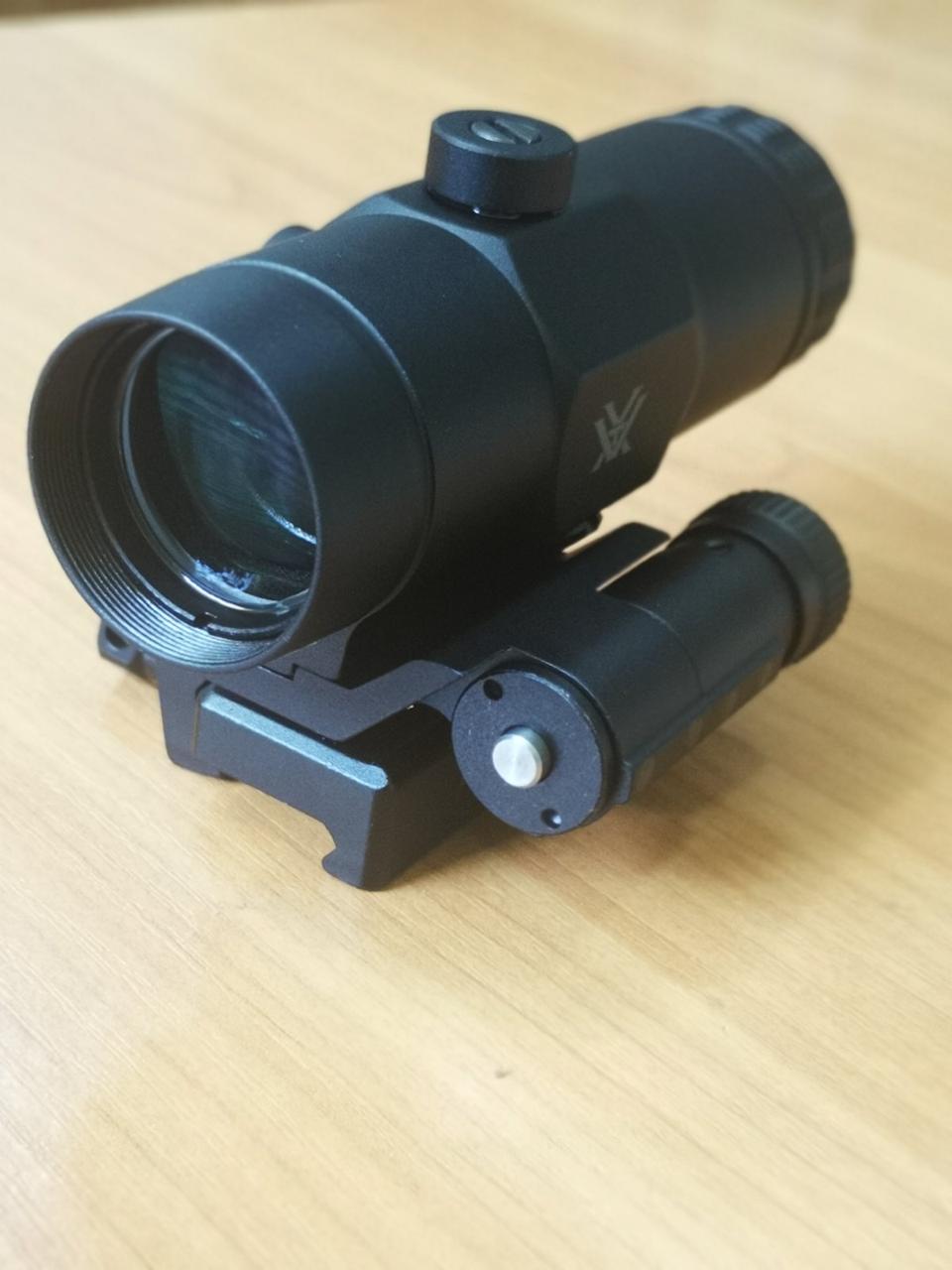 Ударопростий водонепроникний Магніфер Vortex VMX-3T для коліматорних прицілів на планку Пікатінні, 3-кратний, чорний, фото 1