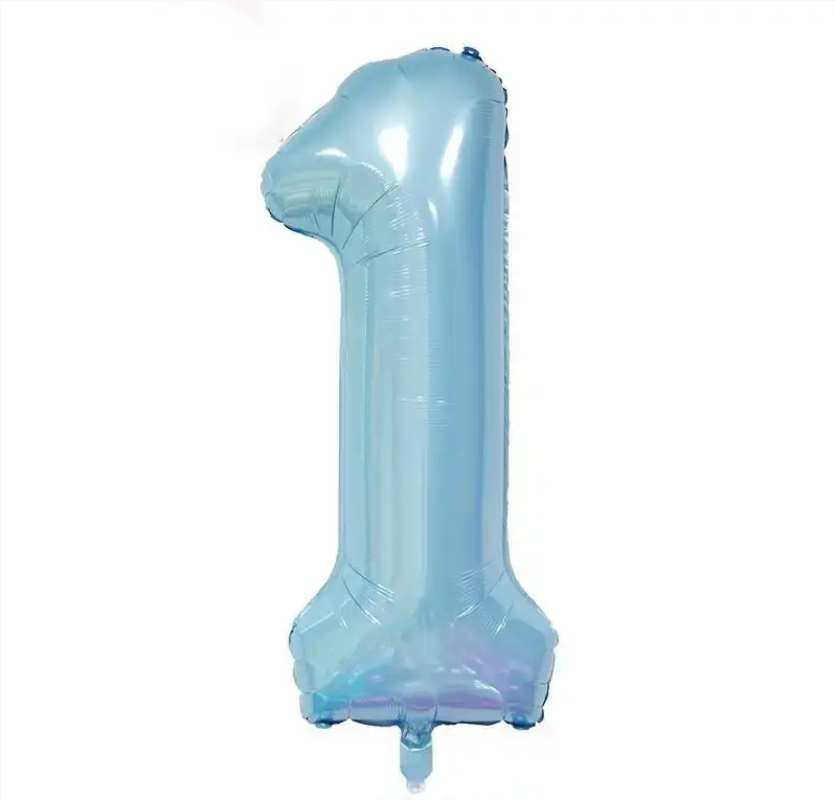 Фольгована цифра 1, блакитна (sugar blue) 30" (76 см)