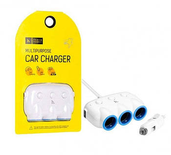 Автомобільна зарядка Hoco C1 3в1 2USB 5V 3.1A Black