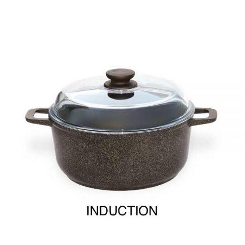 Каструля Біол Граніт Браун Induction зі скляною кришкою 3 л d22 см h15,1 см алюміній із гранітним покриттям