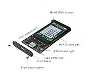 Зовнішня кишеня для Msata SSD USB 3.1 Type-C Blueendless M3C Original, фото 4