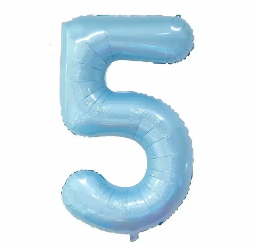 Фольгована цифра 5, блакитна (sugar blue) 30" (76 см)