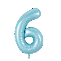 Фольгована цифра 6, блакитна (sugar blue) 30" (76 см)