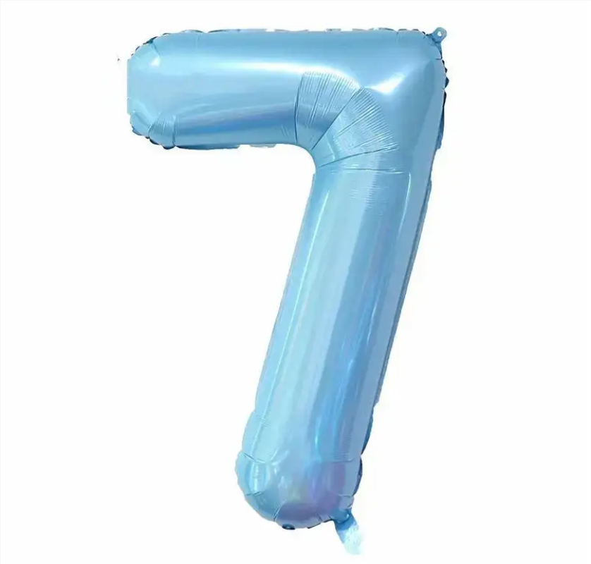 Фольгована цифра 7, блакитна (sugar blue) 30" (76 см)