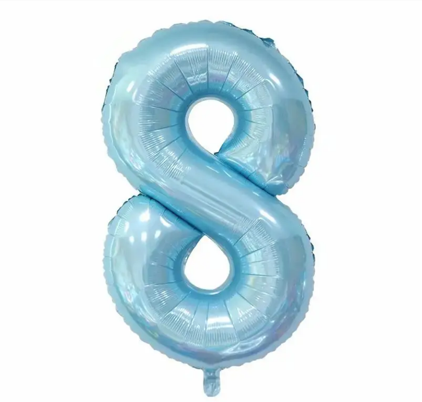 Фольгована цифра 8, блакитна (sugar blue) 30" (76 см)