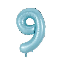 Фольгована цифра 9, блакитна (sugar blue) 30" (76 см)
