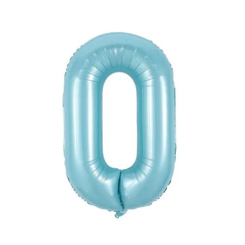 Фольгована цифра 0, блакитна (sugar blue) 30" (76 см), фото 1