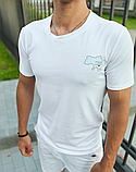 Повсякденна молодіжна чоловіча біла футболка для хлопців із українською символікою, фото 4