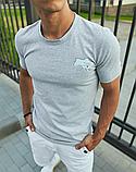 Сіра повсякденна красива футболка чоловіча з принтом для повсякденного носіння, фото 7