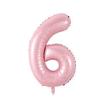 Фольгована цифра 6, рожева (sugar pink) 30" (76 см)