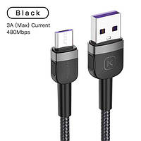 Кабель зарядный KUULAA Micro USB 2.0 5V3A 0.5M Black/Gray (C309)