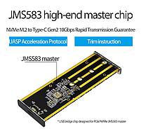 Зовнішня кишеня для M2 SSD NVMe PCIe USB 3.1 Type-C Blueendles PC280K Original, фото 3