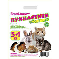 Древесный наполнитель "Пухнастики" для котов 5+1 кг / 24 л