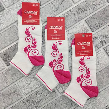 Шкарпетки жіночі середні літо сітка р.23-25 білі з рожевим малюнком Capitano 30031669