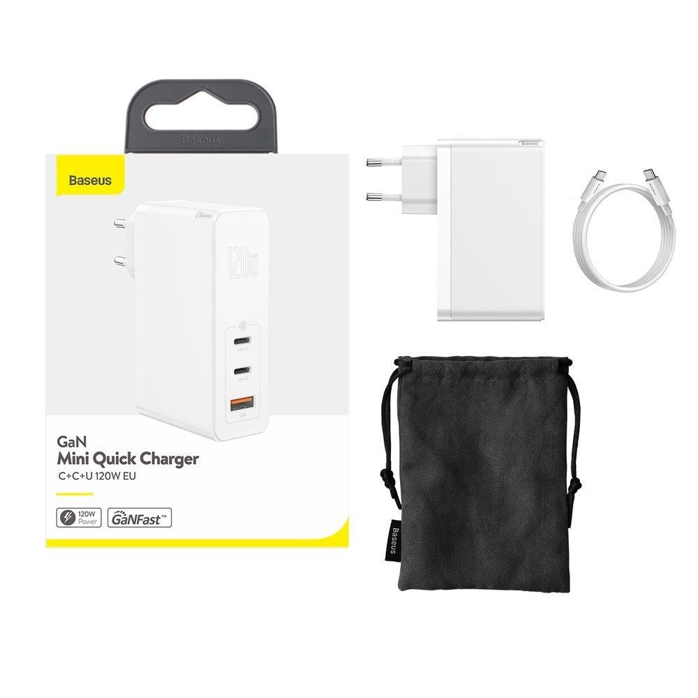Зарядний пристрій Baseus GaN 120W Mini Quick Charger + кабель Type-C to Type-C 5A