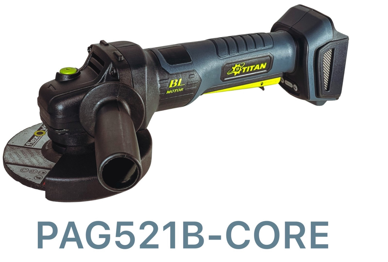 Акумуляторна безщіткова шліфувальна машина кутова TITAN PAG521B-CORE Brushless