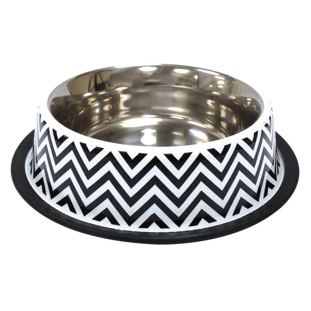 Міска Croci Twiggy Stripes на гумовій кромці, C6159815 орнамент, нержавейка, 0.7 л, 21 см