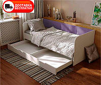 Кровать односпальная Valencia велюр Lilac (сиреневый) спальное место 1900х800 мм с ящиком для белья