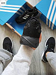 Чоловічі літні кросівки в сітку Adidas весна-літо замшеві чорні. Живе фото, фото 4