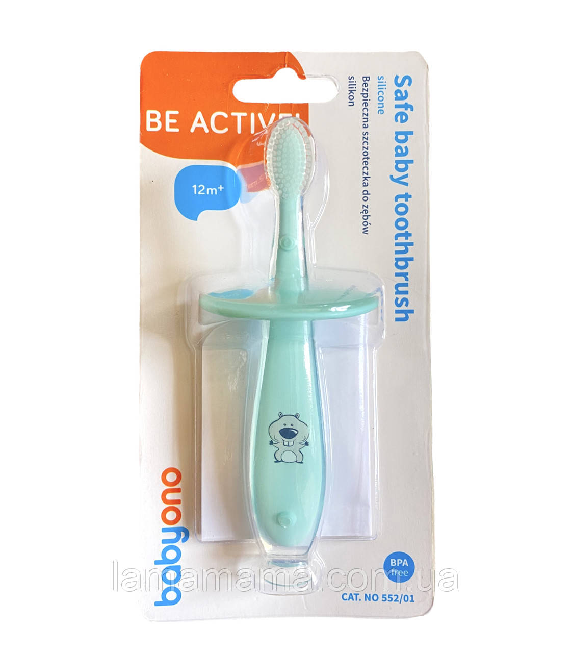 Безпечна зубна щітка з обмежувачем на присосці 12М+ Ментол BabyOno